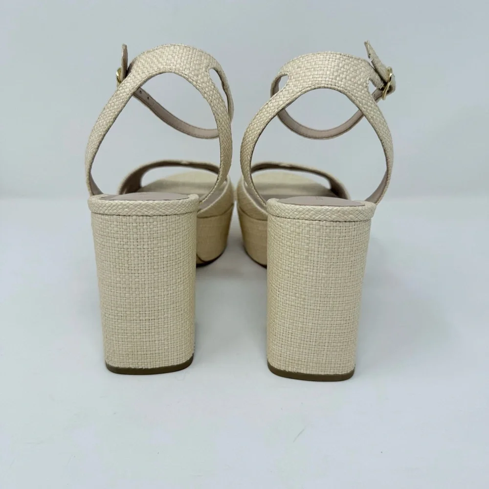 New Stuart Weitzman Miami Mid Platform Sandals Natural Sz 9.5
